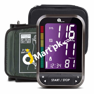 1Byone Upper Arm Blood Pressure Monitor With Wide-Range Cuff Large Backlit Lcd Irregular Heartbeat